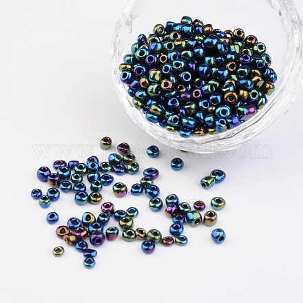 Perles de rocaille en verre iris 6/0 électrolytique X-SEED-A009-4mm-605-1