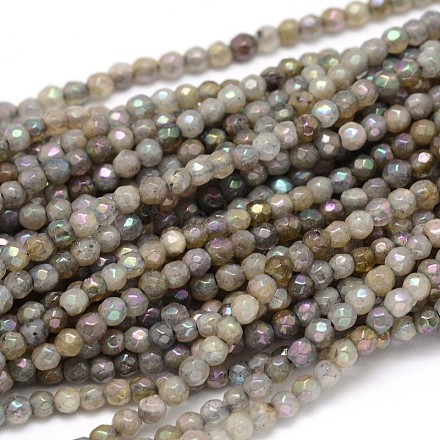 Labradorite naturelle de galvanoplastie chapelets de perles rondes G-O094-04-3mm-1