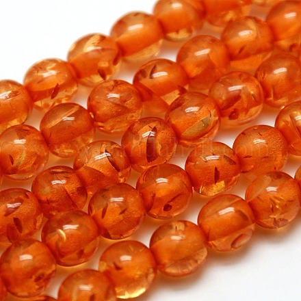 Buddhist Jewelry Beaded Findings Resin Imitation Amber Round Bead Strands RESI-L002-8mm-G014-1