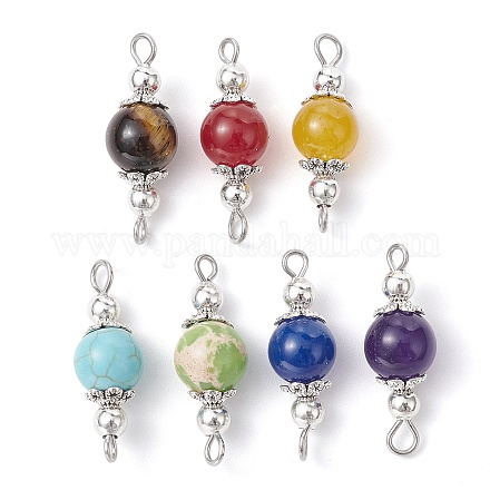 7Pcs 7 Colors Mixed Stone Connector Charms PALLOY-JF02382-1