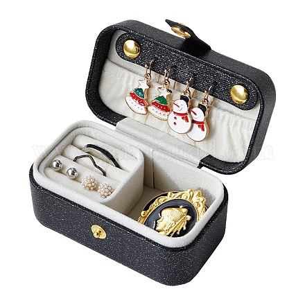 Boîte à bijoux en simili cuir PU LBOX-E001-01C-1