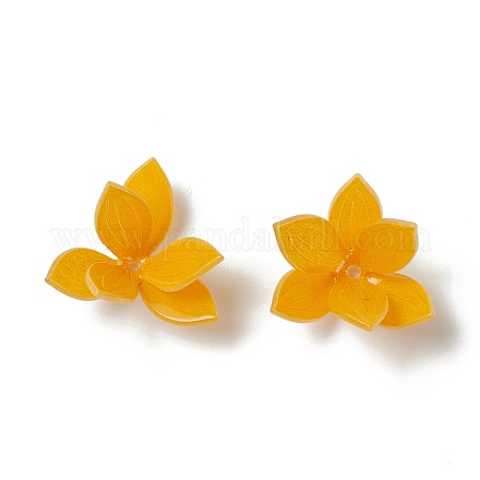 不透明樹脂ビーズキャップ  マルチ花弁  花  オレンジ  22x21x13mm  穴：1.4mm RESI-L035-14-1