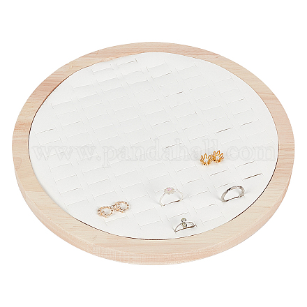Bandeja redonda de exhibición de joyería de anillo de madera de 92 ranura EDIS-WH0030-20A-1
