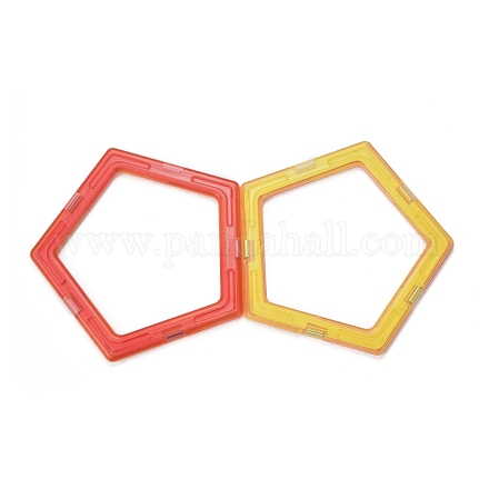 DIYプラスチック磁気ビルディングブロック  3dビルディングブロック建設プレイボード  おもちゃのギフトアクセサリーを作る子供たちのために  五角形  ランダム単色またはランダム混色  95x100x6mm DIY-L046-24-1