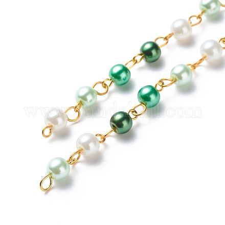 Handmade Glass Pearl Round Beaded Chains AJEW-SZ0002-40D-1