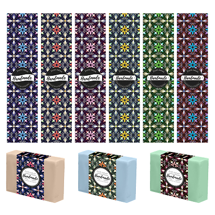 PandaHall Elite 90Pc 9 Colors Floral Pattern Handmade Soap Paper Tag DIY-PH0005-81-1