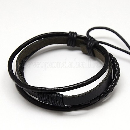 Multi-filamento pulseras de cordón de cera y de cuero de estilo informal unisex de moda BJEW-L295-03-1