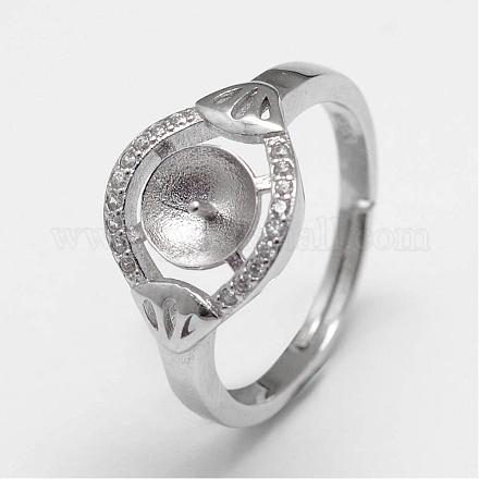 Adjustable 925 Sterling Silver Ring Components STER-F026-11P-1