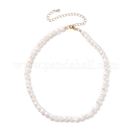 Винтажное ожерелье из бисера из натурального жемчуга для женщин NJEW-JN03787-02-1