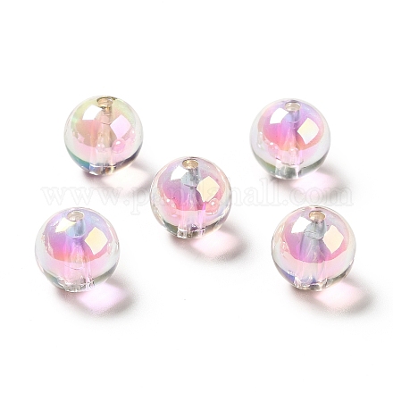 Perles acryliques irisées arc-en-ciel à placage uv bicolore TACR-D010-03A-06-1