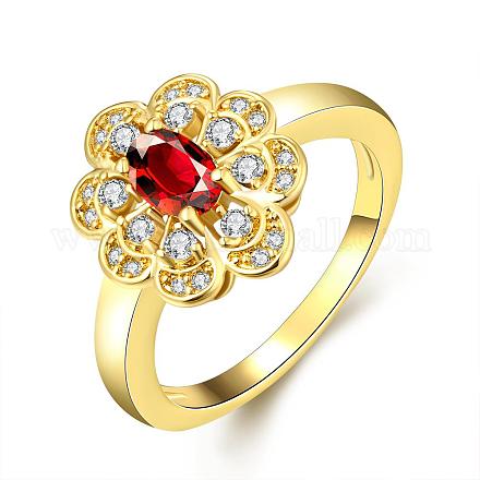 Fiore di ottone anelli zirconi classici per le donne RJEW-BB01936-8G-1