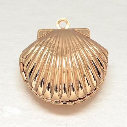Concha de oro ligero bastidor colgantes colgantes de latón medallón KK-L147-089-1