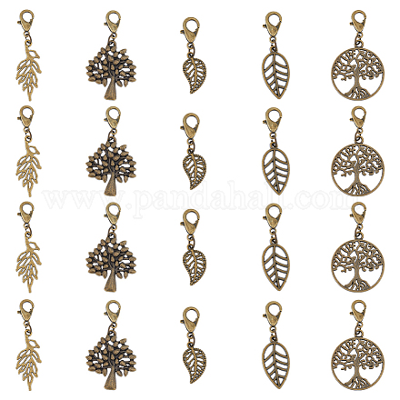 Superfindings 10 ensembles de décorations de pendentifs en alliage de feuilles et d'arbres d'automne HJEW-FH0001-47-1