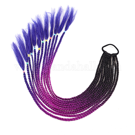High Temperature Fiber Colored Braids Hair Piece Ponytail Dreadlocks Hair Ornaments OHAR-PW0003-203-27-1