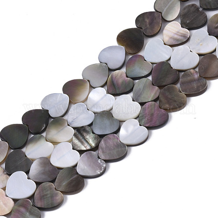 Brins de perles de coquille de lèvre noire naturelle SSHEL-N034-69B-1