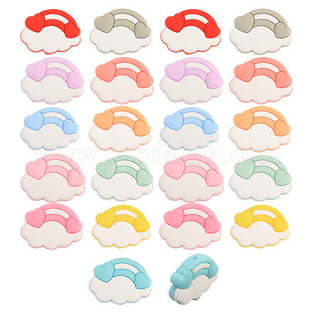 Chgcraft 22 pièces 11 couleurs nuage et arc-en-ciel perles de silicone écologiques de qualité alimentaire SIL-CA0002-94-1