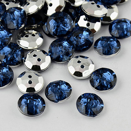 Botones redondos planos del diamante artificial de acrílico de Taiwán de 2-agujero BUTT-F015-11.5mm-17-1