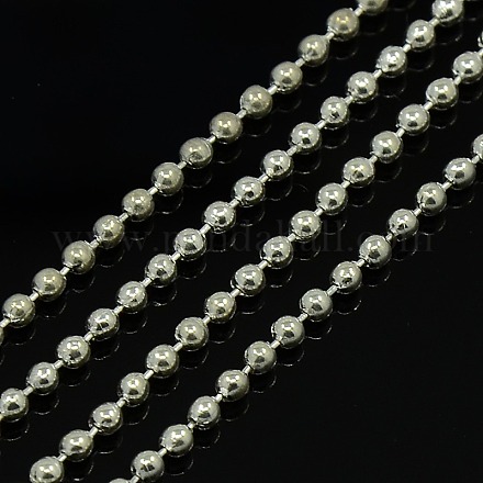 Silberfarben plattierte Kugelketten aus Messing mit Erkennungsmarken für Halsketten und Schlüsselanhänger X-CHC-C008-2mm-S-1