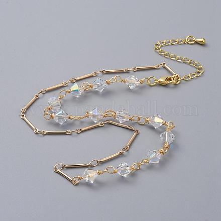 Collares de cadena de cristal austriaco bicono NJEW-JN02589-1