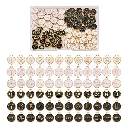 Cheriswelry 8 ensembles 4 styles pendentifs en émail en alliage plaqué or clair ENAM-CW0001-05-1
