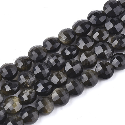 Natürliche goldenen Glanz Obsidian Perlen Stränge G-T108-04-1