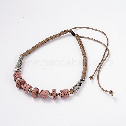 Collane di perle di pietra lavica NJEW-D202-01-1