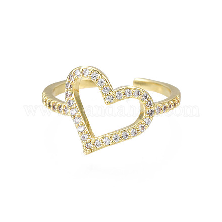 Открытое кольцо-манжета в форме сердца из кубического циркония RJEW-N035-111-1