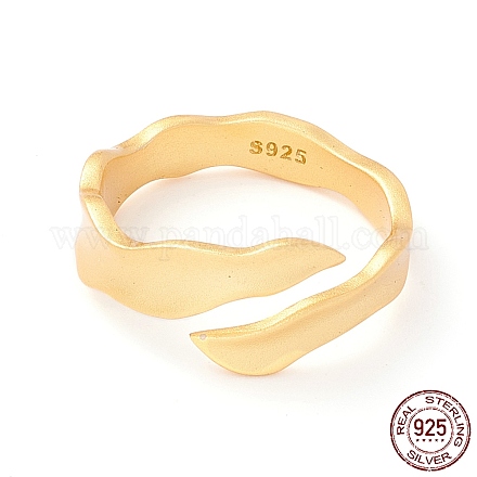 スターリングシルバーマットカフリング925個  ウェーブの調節可能なオープンリング  女性のための約束の指輪  ゴールドカラー  usサイズ5 1/2(16.1mm) RJEW-Z011-01G-1
