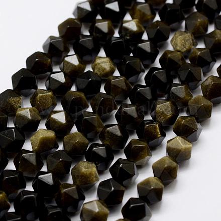 Naturale lucentezza dorata perle di ossidiana fili G-K209-02I-6mm-1