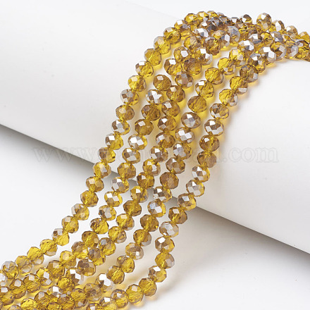 Electroplate Transparent Glass Beads Strands EGLA-A034-T6mm-E02-1