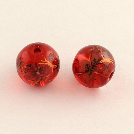 Flower Picture Glass Beads GFB-R003-12mm-01-1