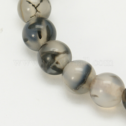 Chapelets de perles en agate grise naturelle G-G390-10mm-07-1