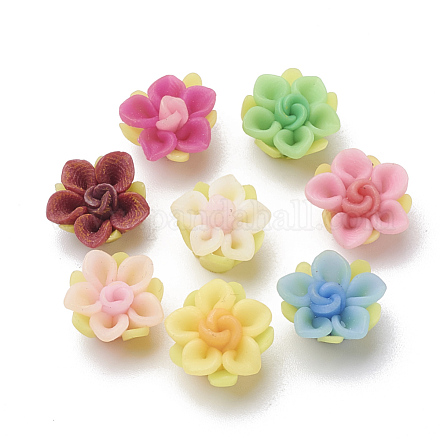 Handmade Polymer Clay Flower Beads CLAY-S089-16-1