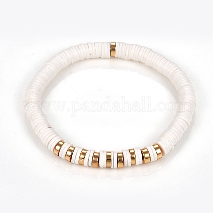 Handmade Polymer Clay Heishi Beads Stretch Bracelets BJEW-JB05303-01-1