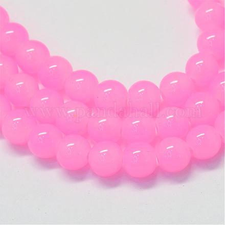 Backen gemalt Nachahmung Jade Glas runden Perle Stränge DGLA-Q021-10mm-45-1