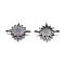 Brass Micro Pave Cubic Zirconia Links connectors, Star, Clear & Sky Blue, Gunmetal, 30x24.5x4.2mm, Hole: 1.4mm