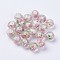 Handmade Lampwork Beads, Inner Flower, Faceted Rondelle, White, 9x7mm, Hole: 1.5mm