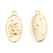 Brass Micro Pave Clear Cubic Zirconia Pendants, Nickel Free, Oval with Moon, Real 18K Gold Plated, 18x8.5x2mm, Hole: 1.2mm