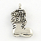Tibetan Style Christmas Socks Alloy Pendants, Cadmium Free & Lead Free, Antique Silver, 19.5x12x2.5mm, Hole: 2mm, about 1122pcs/1000g