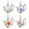 Handmade Porcelain Pendants, Teapot Charms, with Iron Flat Head Pins, Mixed Color, 25x23x10.5mm, Hole: 2mm