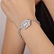 Cubic Zirconia Hexagon Link Bracelet, with 304 Stainless Steel Chains, Stainless Steel Color, 7 inch(17.7cm)
