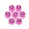 Handmade Polymer Clay Beads, Flat Round with Smiling Face, Deep Pink, 8~9x4mm, Hole: 1.5mm