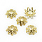 Plated Iron Bead Caps, Flower, 8-Petal, Filigree, Golden, 10x4mm, Hole: 1.5mm