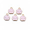 Alloy Enamel Charms, Cloud, with Smile Face, Light Gold, Pink, 13x12x1mm, Hole: 1.8mm