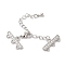 Brass Micro Pave Cubic Zirconia Chain Extender, Necklace Layering Clasps, Long-Lasting Plated, Lead Free & Cadmium Free, Platinum, Ends: 8.5x19x2mm, Hole: 1mm, Clasp: 10x5x3mm