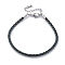 Polyester Cord Braided Bracelet Makings, with Stainless Steel Claw Lobster Clasps, Brass Findings, Long-Lasting Plated, Dark Gray, 7-3/8 inch(18.8cm)