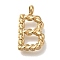 PVD Vacuum Plating 304 Stainless Steel Pendants, Real 18K Gold Plated, Letter Charm, Letter B, 14.5x8x3mm, Hole: 1.8mm