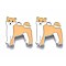 Rack Plating Alloy Enamel Dog Pendants, Lead Free & Nickel Free & Cadmium Free, Platinum, Shiba Inu, Sandy Brown, 24.5x20x2mm, Hole: 1.8mm