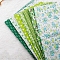 Cotton Fabric, for Patchwork, Sewing Tissue to Patchwork, Square with Flower Pattern, Green, 25x25cm, 7 sheets/set