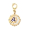 304 Stainless Steel Enamel Pendant Decoration, with Clear Cubic Zirconia, Octagon with Constellations, Golden, Leo, 35.5mm